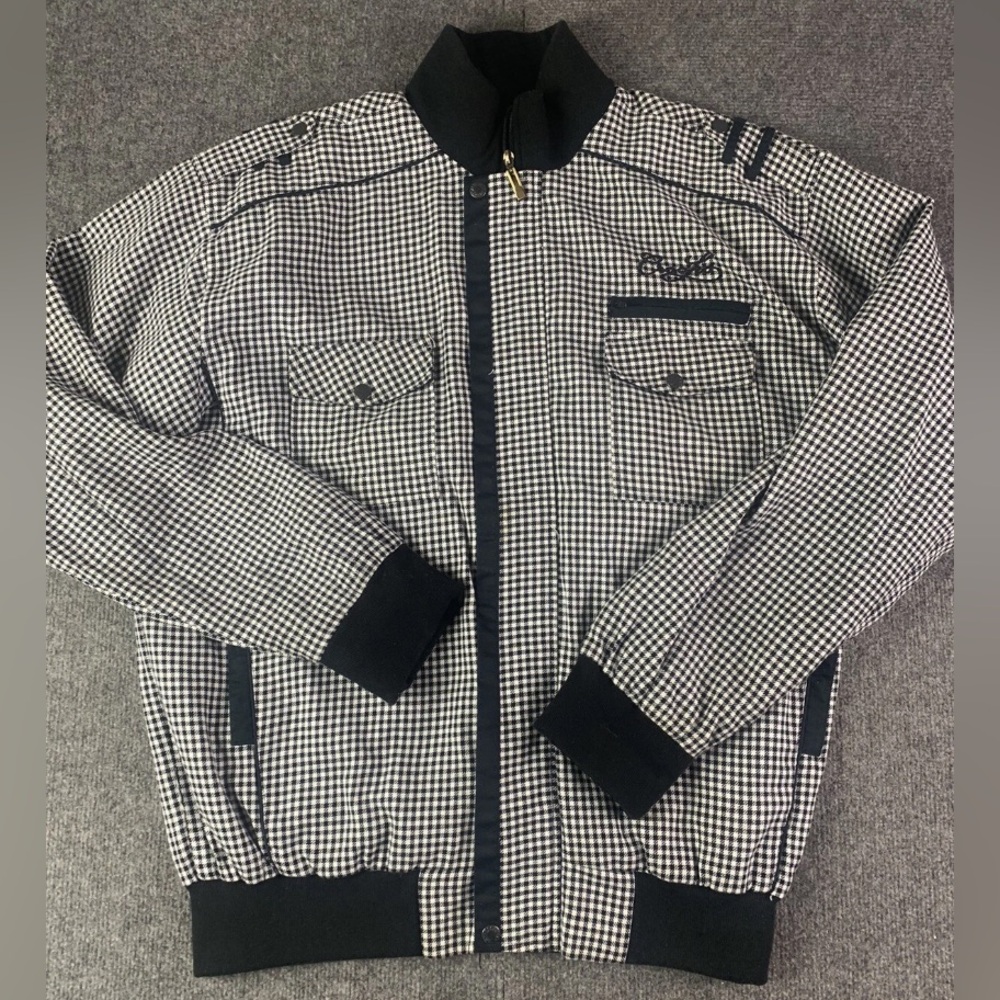 Crooks & Castles Black and White Check Bomber Jacket